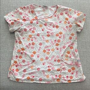 UA Scrubs Seashell and Starfish Scrub Top - Pink and Orange